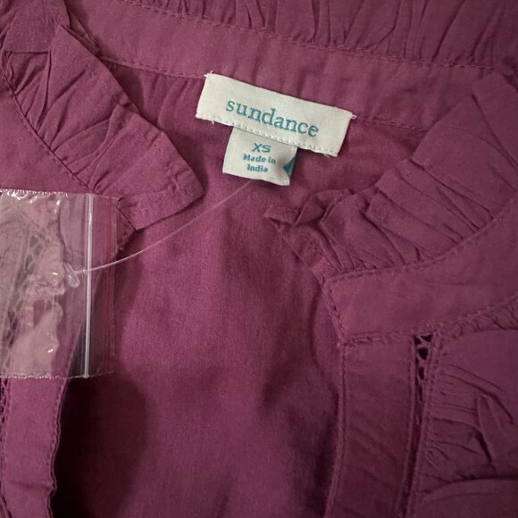 NWOT SUNDANCE Bromlee BERRY Ruffle Trim Dress Size XS Lace Women’s Long Sleeve - Picture 6 of 6